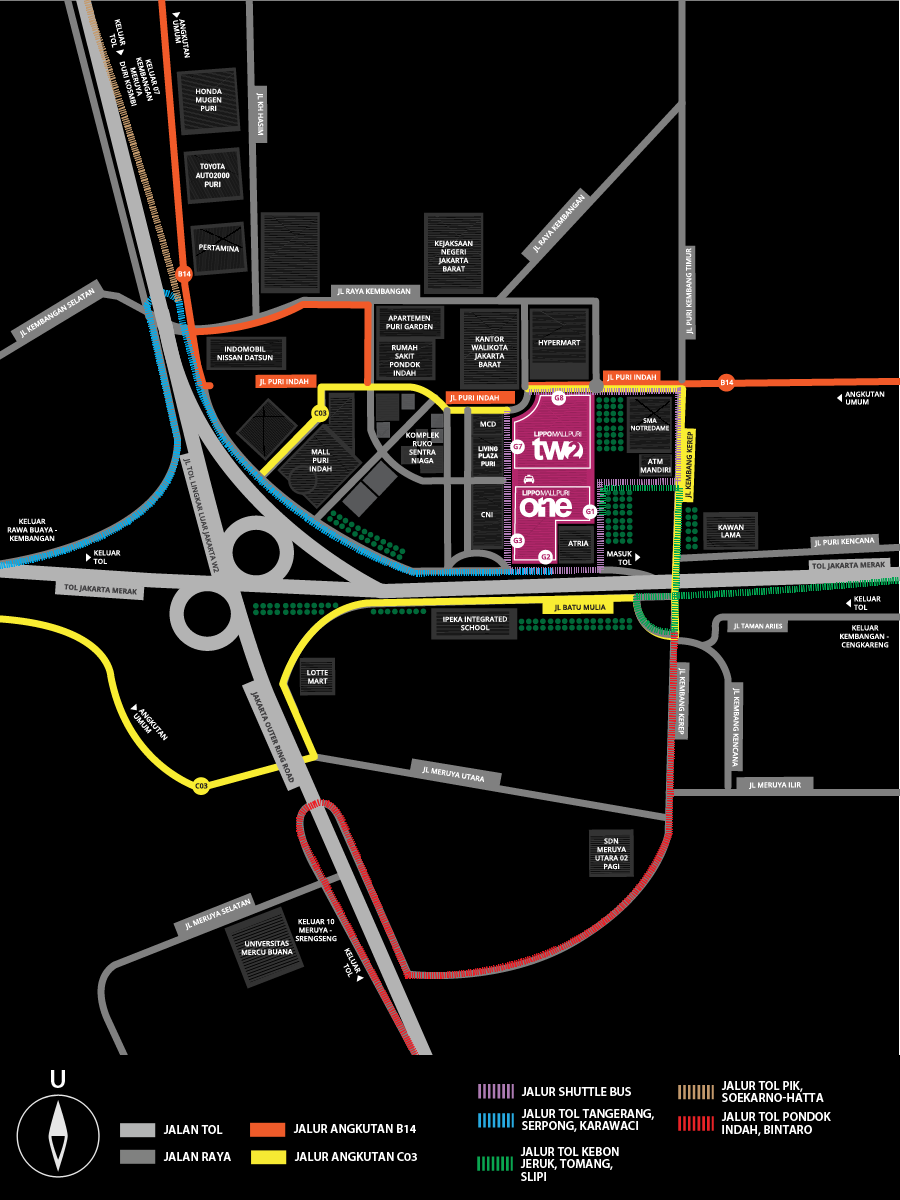 map direction to lippo mall puri